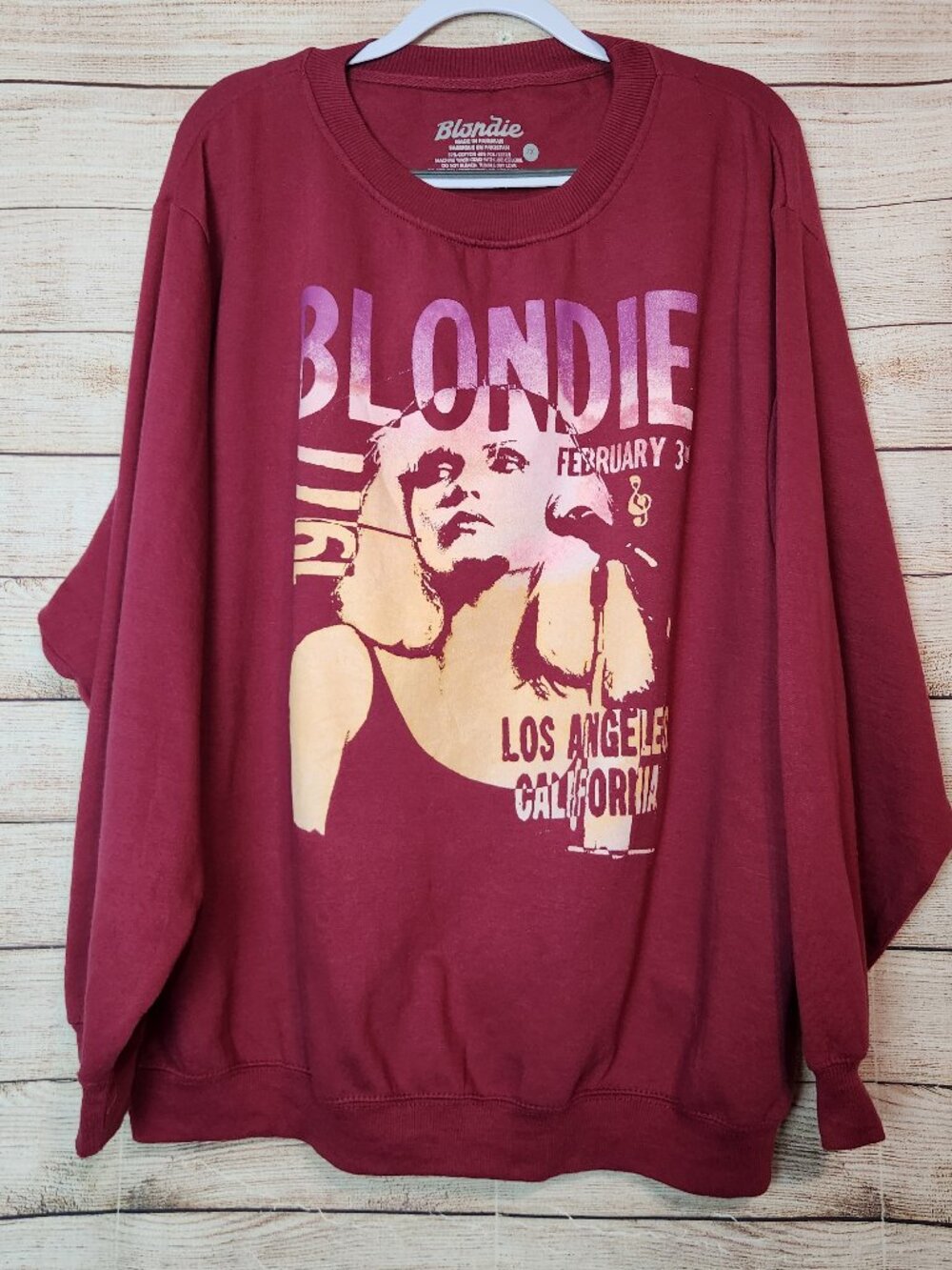 Blondie 2022 Concert Sweater Sweatshirt Los Angeles Feb 3rd Burgundy Size 3X